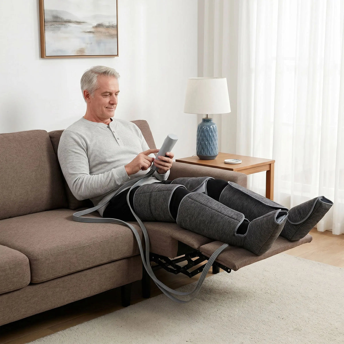 Masseur de jambes, masseur de compression pour les mollets, les genoux, les pieds avec chaleur, 3 modes automatiques
