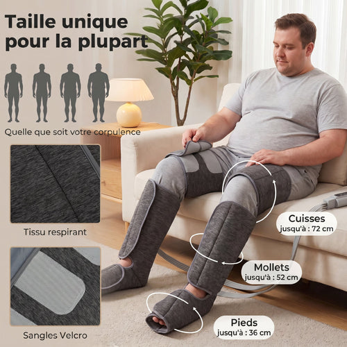 Masseur de jambes, masseur de compression pour les mollets, les genoux, les pieds avec chaleur, 3 modes automatiques