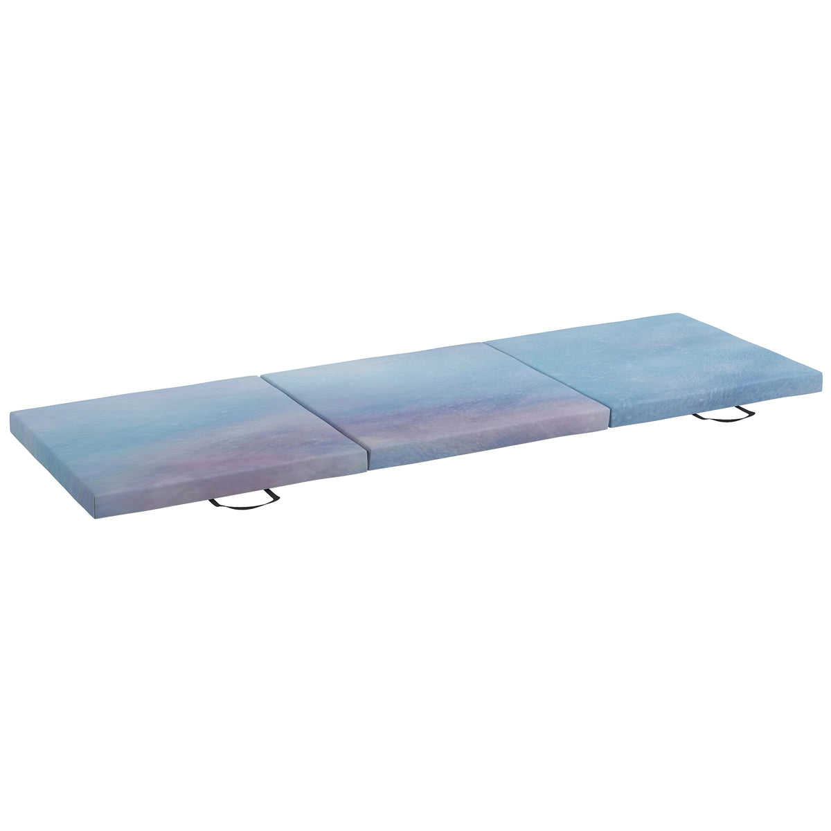 Tapis de gymnastique yoga pilates fitness pliable en 3 panneaux avec poignées revêtement synthétique 180 x 60 x 5cm bleu