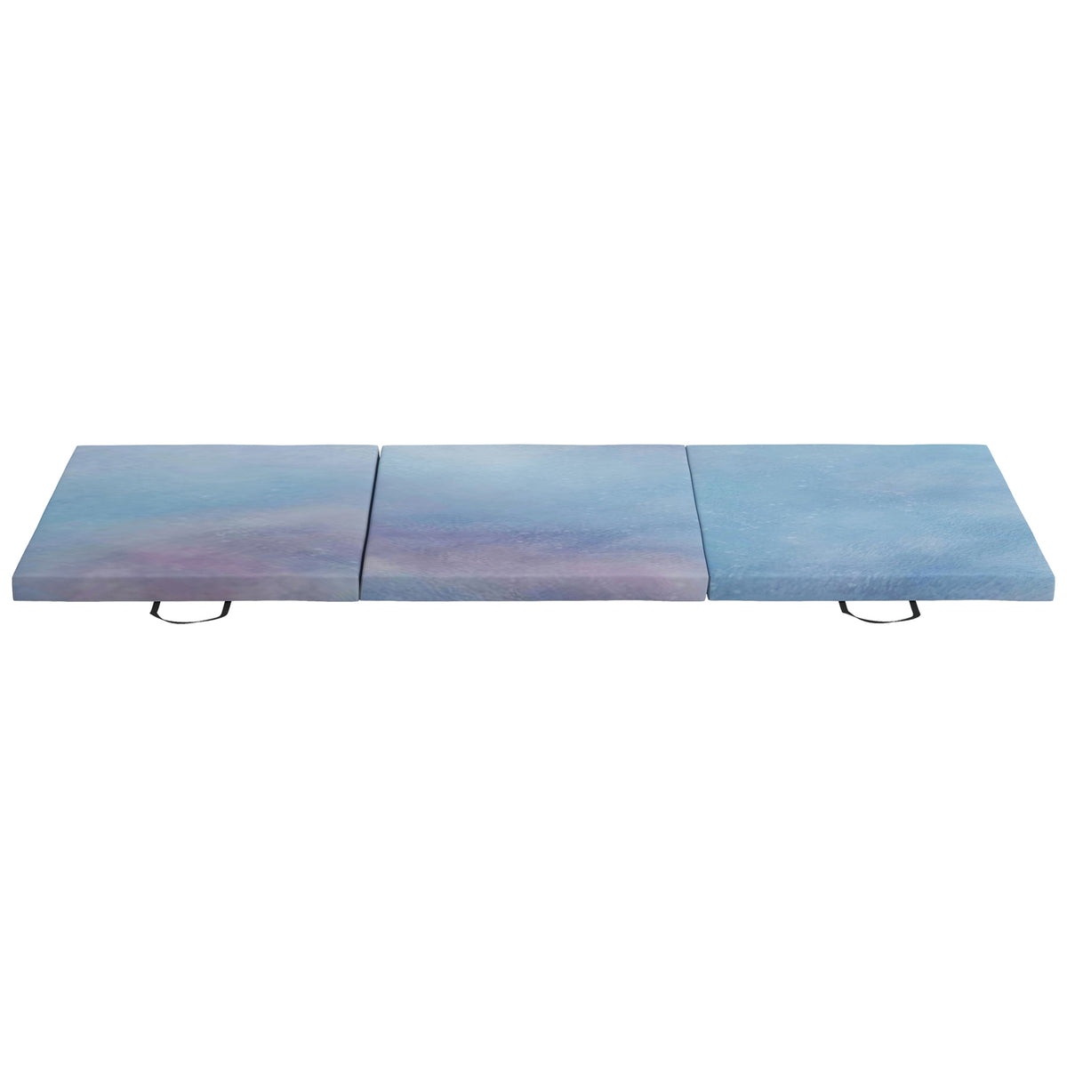 Tapis de gymnastique yoga pilates fitness pliable en 3 panneaux avec poignées revêtement synthétique 180 x 60 x 5cm bleu